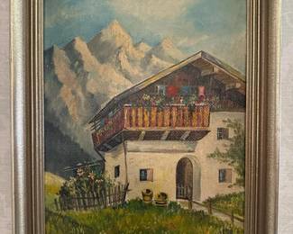 021 115x14alpinechaletlandscapeoilpai