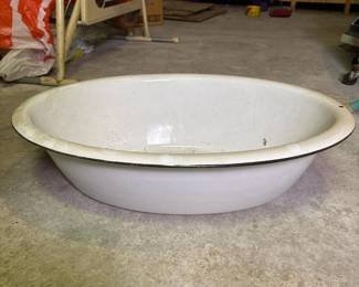 261 largewhitevintageenamelovalbasin