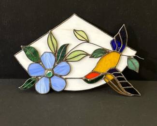 063 colorfulhummingbirdandflowerstained