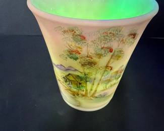 322 fentonhandpainteduraniumglassvase