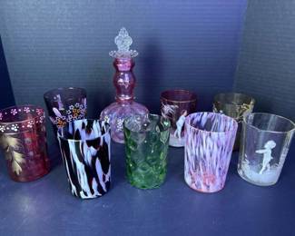 004 antiquebohemianartglasstumblersdeca