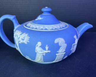 192 vintagewedgwoodjasperwareteapotblue
