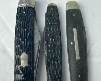 092 threevintagefoldingpocketkniveswith
