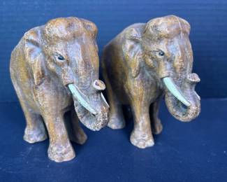 170 setoftwohandcarvedwoodenelephantf