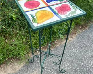 081 handpaintedfruittiletopplantstand