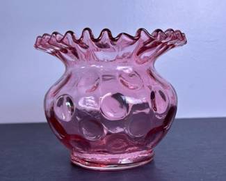 377 pinkglassvasewithruffledrim