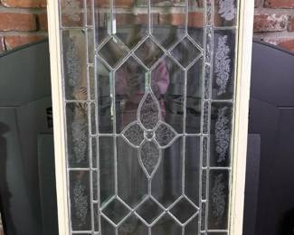 009 vintageleadedglassfloralpanelwindow
