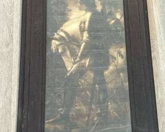 163 antique21x34framedsepiaknightprint