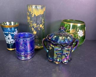 211 smallcarnivalglasssugarbowlvintage
