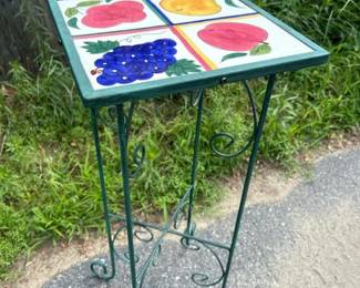 079 handpaintedtiletopmetalplantstand