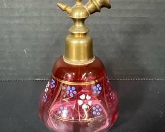 266 vintagehandpaintedfloralcranberrygl
