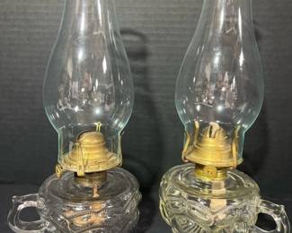 251 pairvintagepressedglassfingerbrass