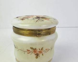 334 handpaintedopalineglassdresserjar