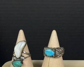 345 twovintagesilverturquoiserings