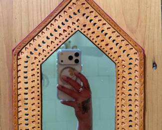 052 leathertrimmeddecorativemirrorwitht