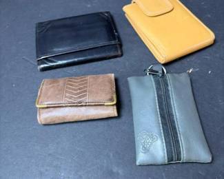 206 fourvintageleatherwalletsandpoucha