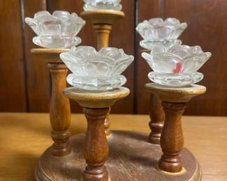 262 glasslotusflowercandleholderonwood