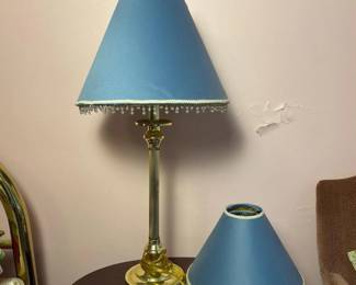 217 bermanmetaltablelampwithbluebeaded