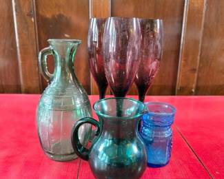 116 coloredglassstemwarepitcherdecanter