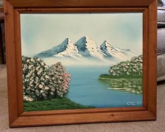 130 24x20framedmountainlandscapepainti