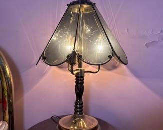 212 vintagemetaltouchlampwithsmokedgla