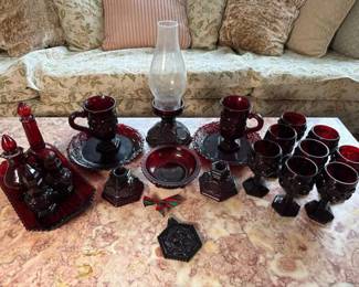 051 avon1990rubyredcapecodglasswarese