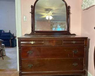 225 vintagewoodendresserwithmirror