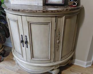 Solid bar with granite countertop, very heavy piece. Well, detailed solid.