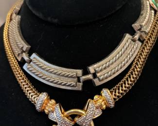 SILVER MIXED METAL CHOKER 2ND NECKLACE IS SIGNED AVON