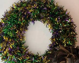 MARDI GRAS WREATH AND MARDI GRAS MASK