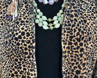 JACKET, BROOCH, VINTAGE LUCITE NECKLACES