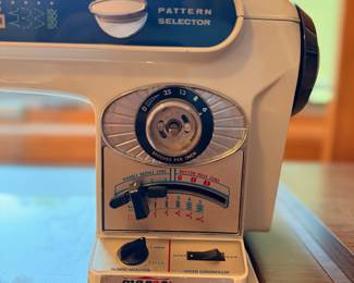 Vintage Morse “Lightweight” Apollo sewing machine Model 6200 with original carrying case, accessories, sewing cabinet and sewing chair. This will all be sold together