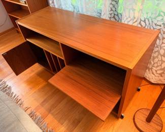 Ca. 1960’s Bornholm teak phono rolling cabinet in excellent vintage condition