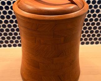 Ca. 1960’s MCM Danish staved teak wood ice bucket, approximately 11 1/2” tall
