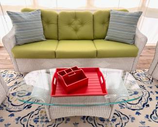 Very nice Lloyd Flanders wicker furniture.  All pieces will be sold separately.  Cushions have been replaced with non-Lloyd Flanders cushions