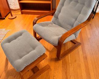 Westnofa bent teak wood lounge chair w/ ottoman.  Both are in excellent vintage condition!