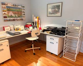There is a great selection of storage and organizational pieces, including drawered units by Elfa and ClosetMaid