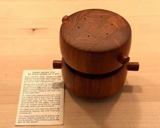 Ca. 1960’s Danish teak pepper mill/salt shaker by Jens Quistgaard for Dansk with original instructions