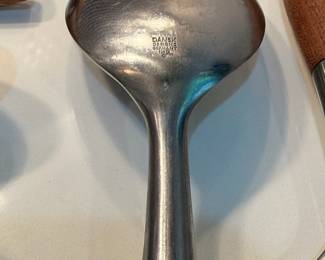 Incredible 50 piece set of vintage Dansk IHQ Fjord teak and stainless steel flatware set designed by Jens Quistgaard