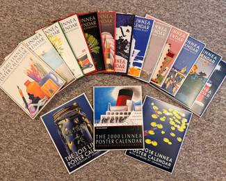 Collection of vintage Linnea calendars w/ artwork by Johanna Riley, each is unused