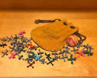 Vintage Jacks Game with leather pouch from Custer State Park