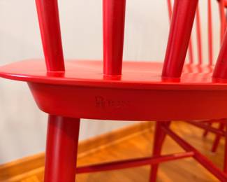 Set of 4 red TON Ironica dining chairs, each is in excellent vintage condition