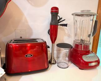 A lot of the kitchen small electrics, utensils and accessories are in classic red!