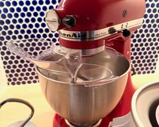 Like New KitchenAid Ultra Power 4.5qt stand mixer, Ice Cream Maker and NIB Food Grinder. Accessories will be sold separately