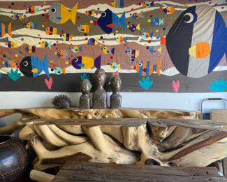 ceramics and cloth wall hanging