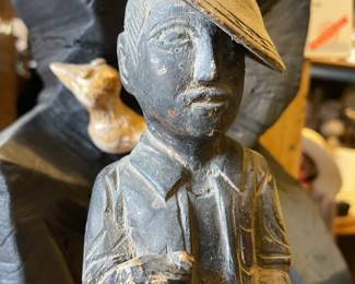 vintage Burmese man wood carving