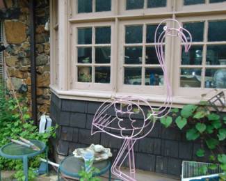 Tall Metal Pink Flamingo