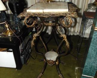 Brass & Marble Plant Stand