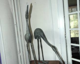 Metal Crane Sculptures