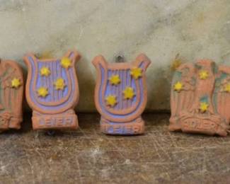 WWII German WHW Meissen Terracotta Badges, 8 Pc